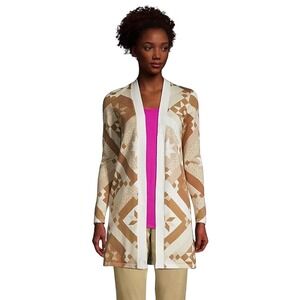 Lands End Cardigan Open Front Duster Knit Pockets Neutral Tones‎ Size 2x NWOT